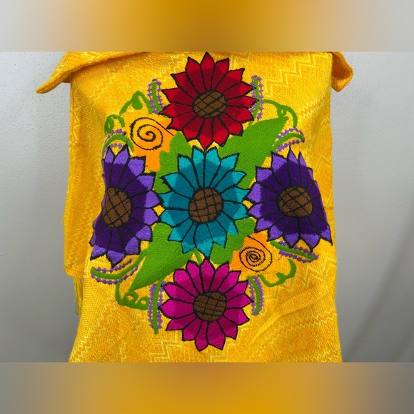Vibrant Yellow Floral Poncho - Picture 3 of 11